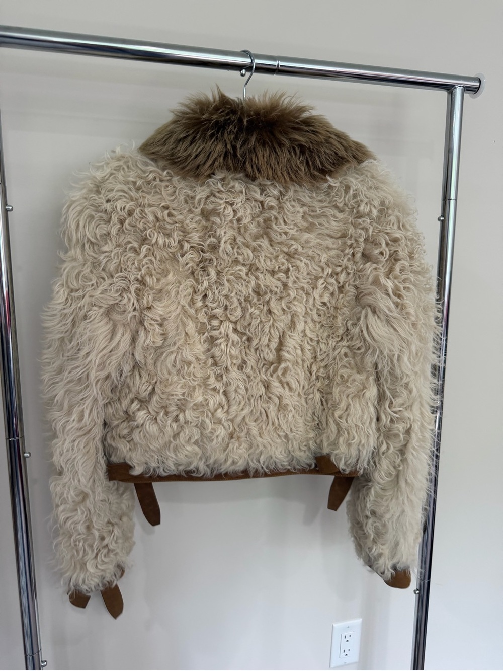 Vintage Late 1970s Glam Fur Full Curly Lamb Jacket RARE Bold Editorial Unique - Picture 3 of 10